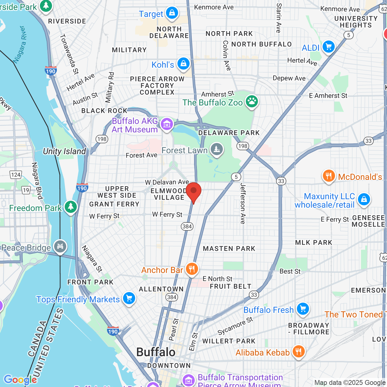Google map image of our location in 1237 Delaware Ave Buffalo, NY